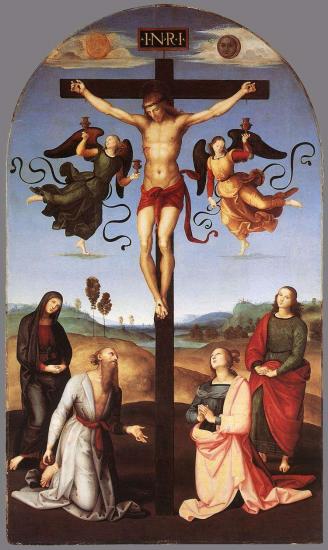 RAFFAELLO-Crucifixion with Sts Mary Virgin, Mary Magdalen, John and Jerome